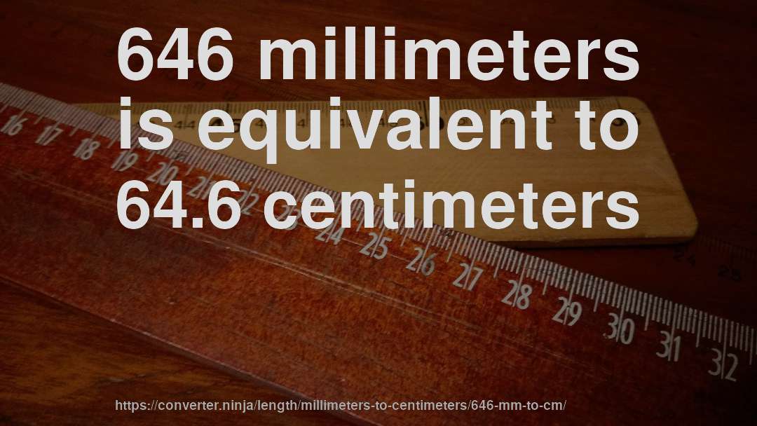 646 millimeters is equivalent to 64.6 centimeters