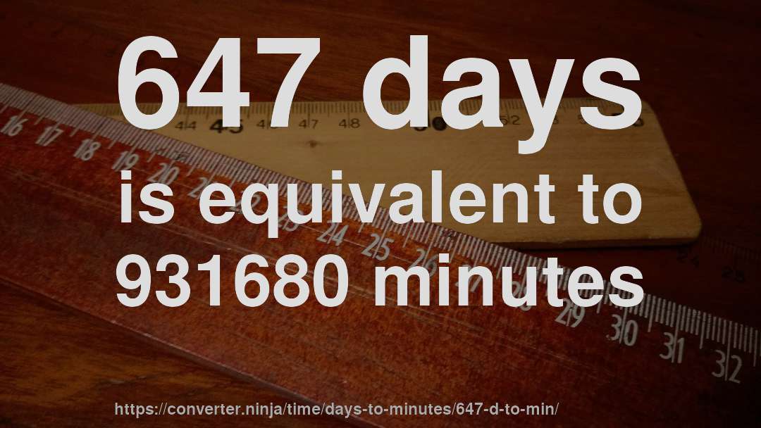 647 days is equivalent to 931680 minutes