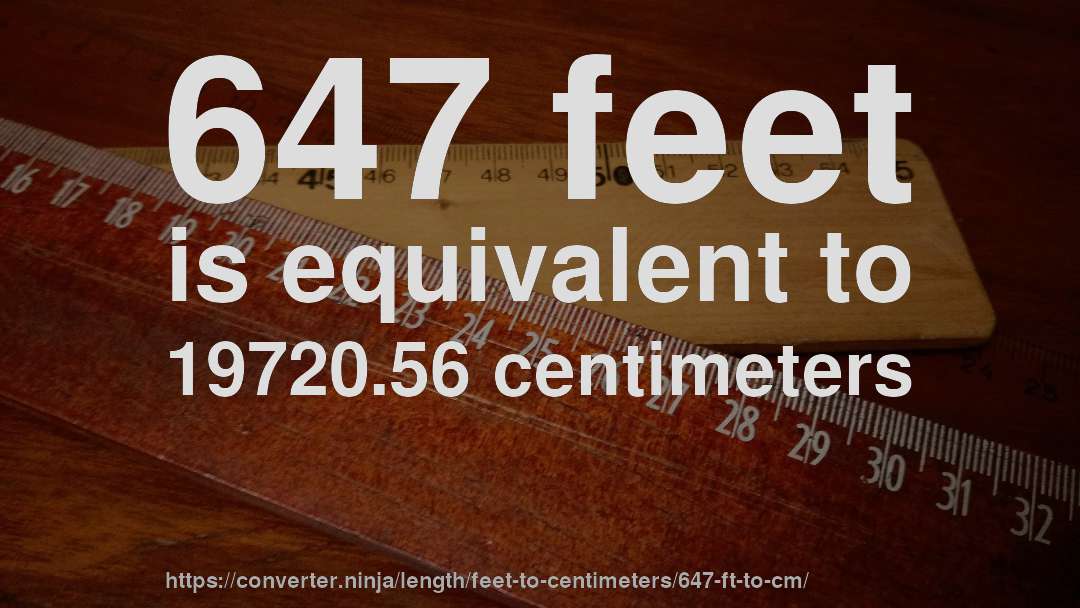 647 feet is equivalent to 19720.56 centimeters