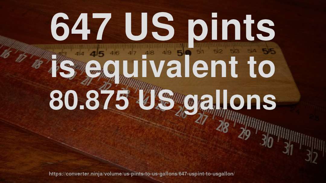 647 US pints is equivalent to 80.875 US gallons