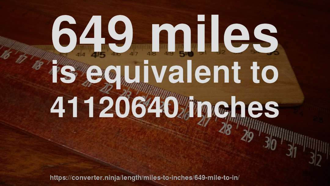 649 miles is equivalent to 41120640 inches