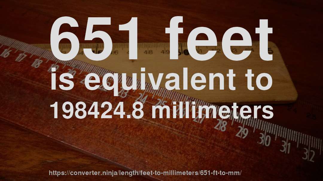 651 feet is equivalent to 198424.8 millimeters