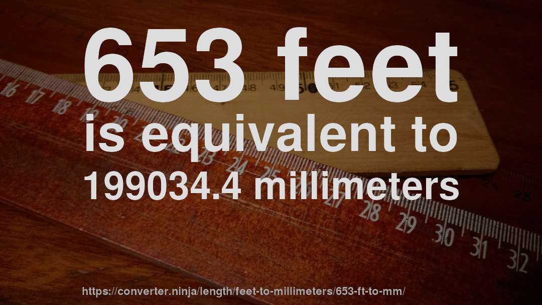 653 feet is equivalent to 199034.4 millimeters