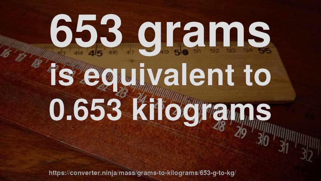 653 grams is equivalent to 0.653 kilograms