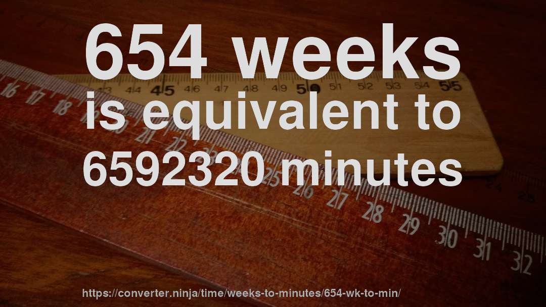 654 weeks is equivalent to 6592320 minutes