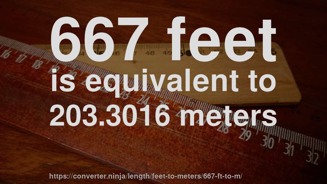 667 feet is equivalent to 203.3016 meters