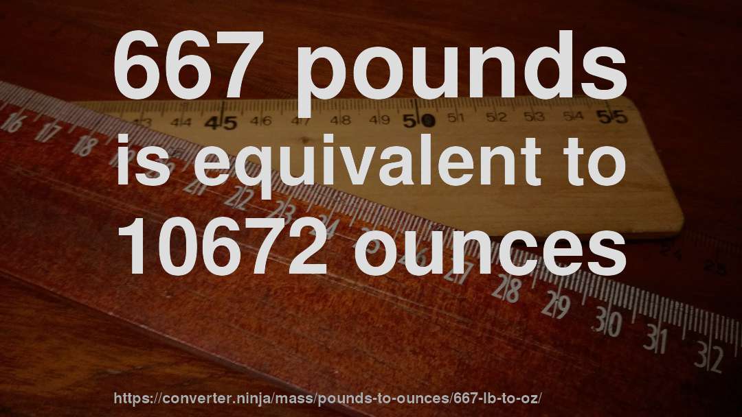 667 pounds is equivalent to 10672 ounces