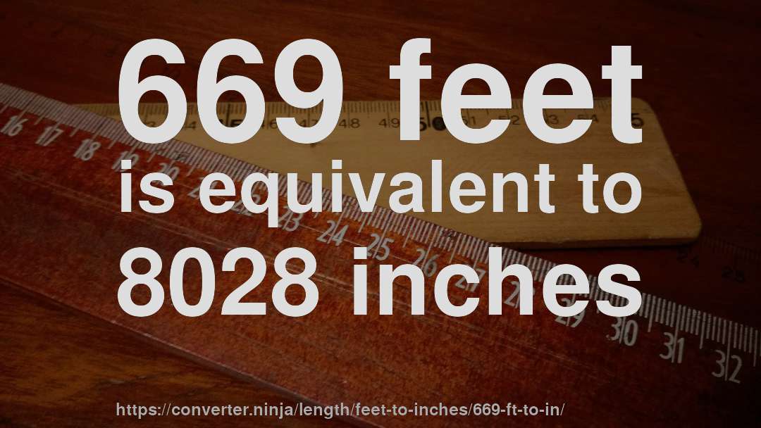 669 feet is equivalent to 8028 inches