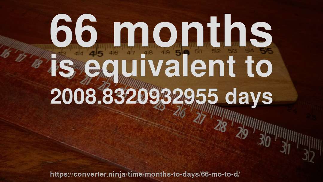 66 months is equivalent to 2008.8320932955 days