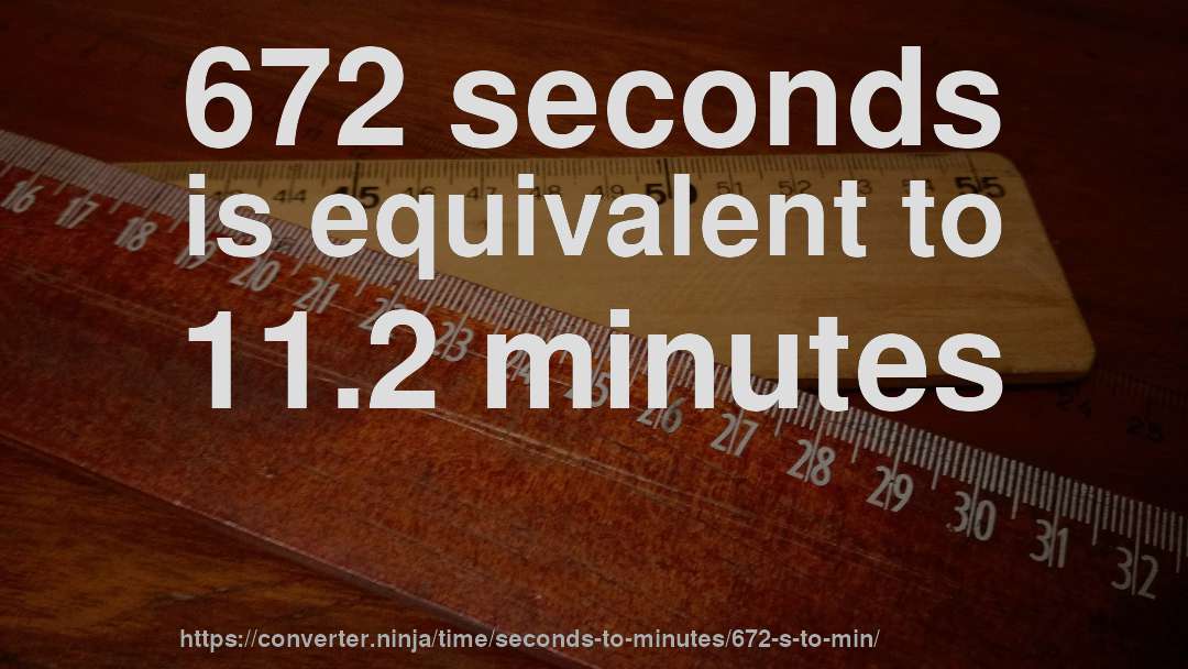 672 seconds is equivalent to 11.2 minutes