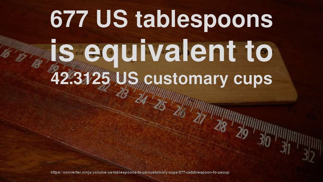 677 US tablespoons is equivalent to 42.3125 US customary cups