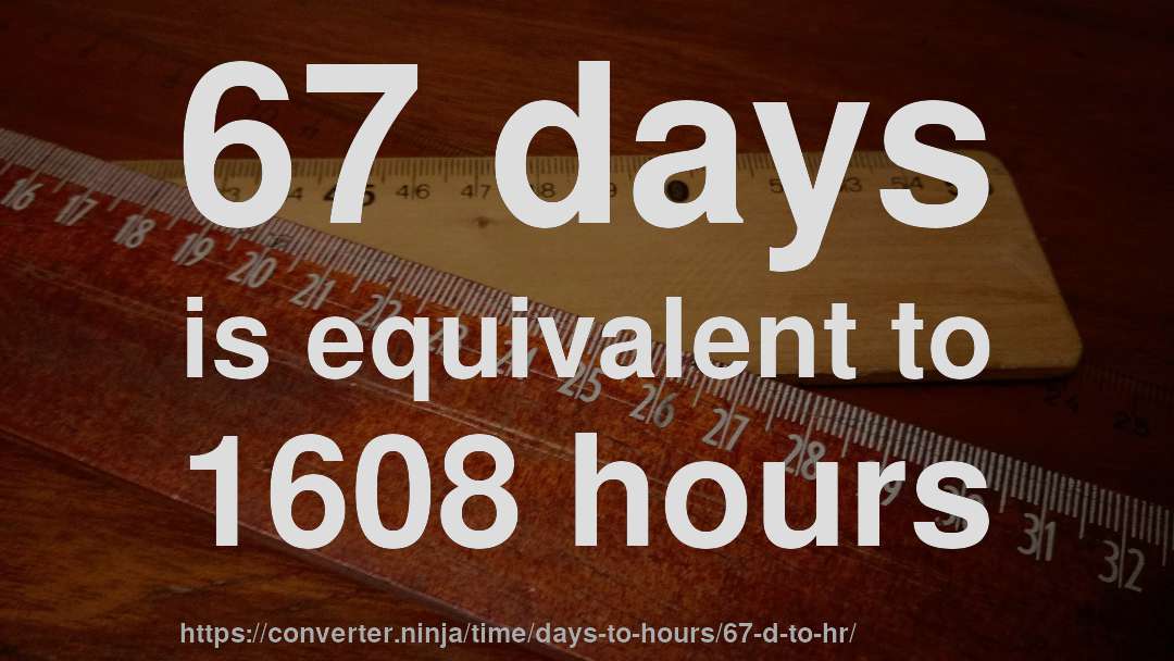 67 days is equivalent to 1608 hours