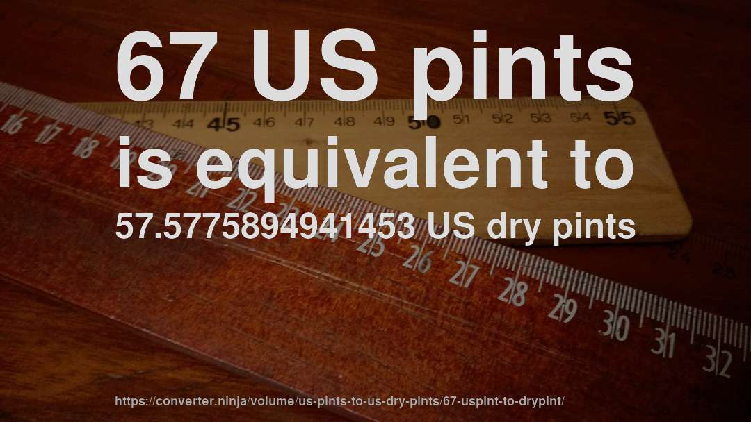 67 US pints is equivalent to 57.5775894941453 US dry pints