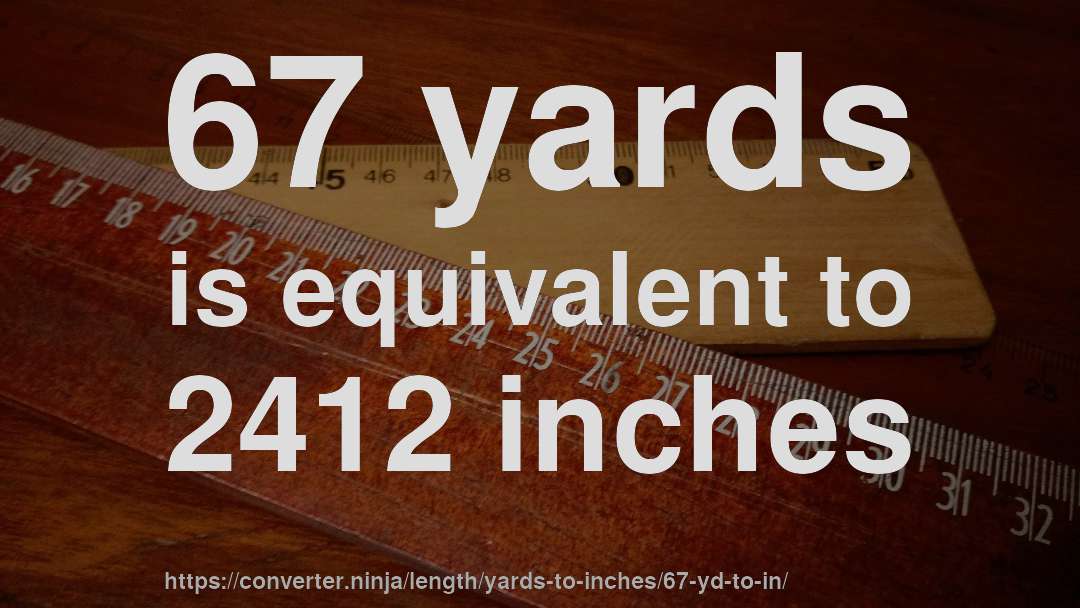 67 yards is equivalent to 2412 inches