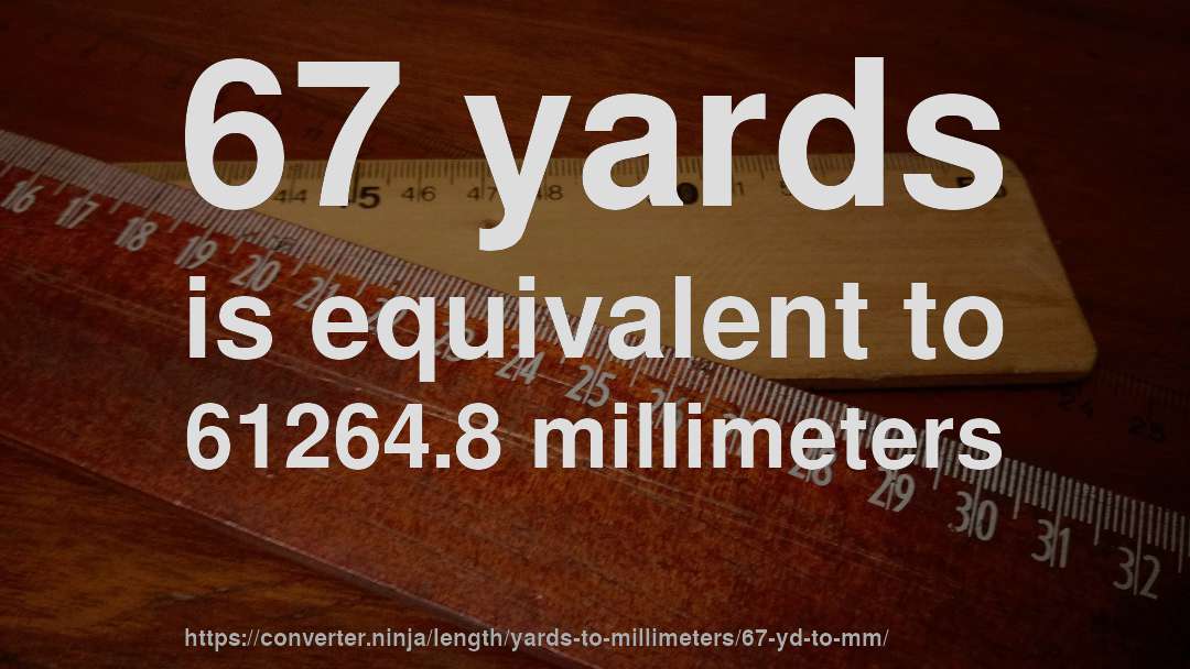 67 yards is equivalent to 61264.8 millimeters