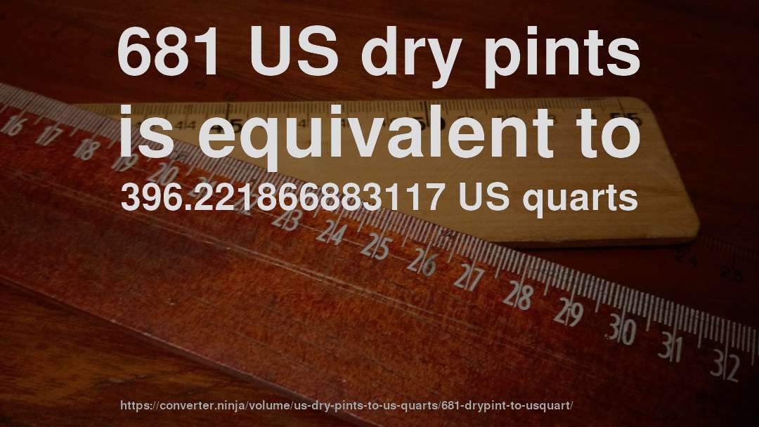681 US dry pints is equivalent to 396.221866883117 US quarts