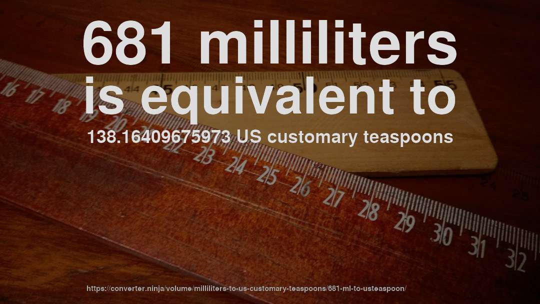 681 milliliters is equivalent to 138.16409675973 US customary teaspoons