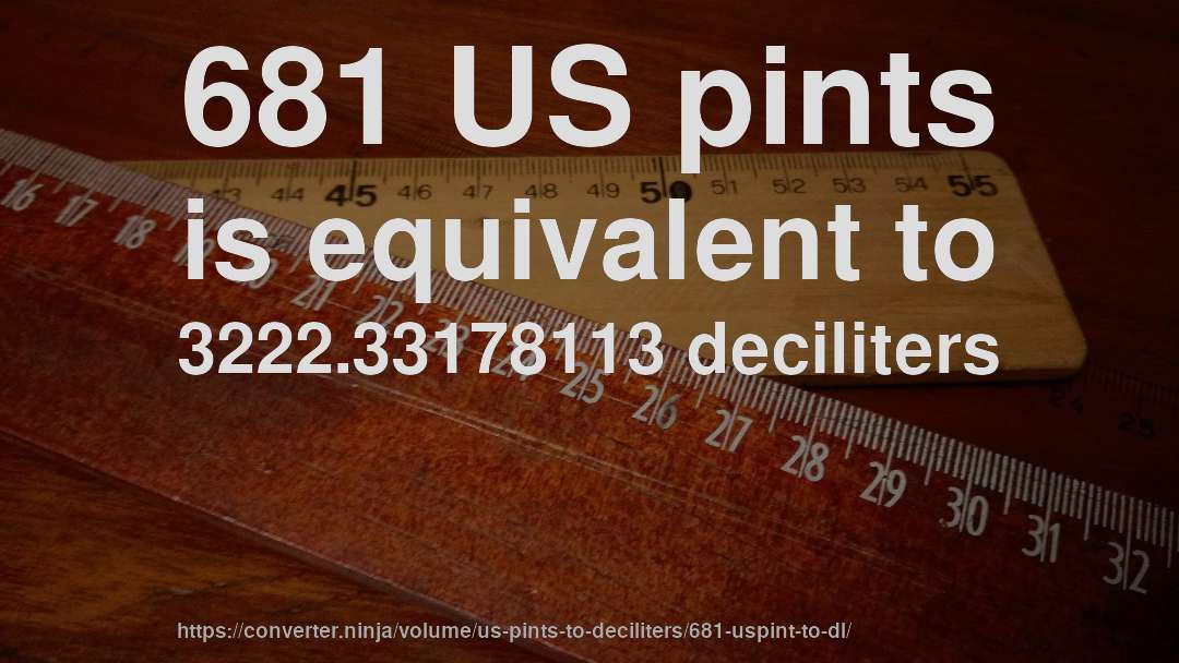 681 US pints is equivalent to 3222.33178113 deciliters