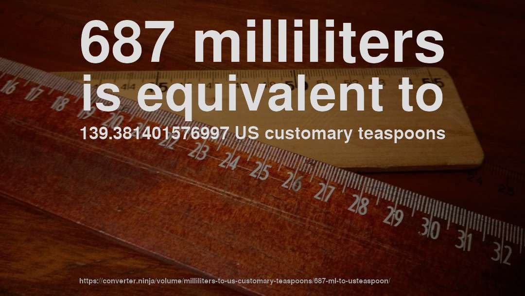 687 milliliters is equivalent to 139.381401576997 US customary teaspoons