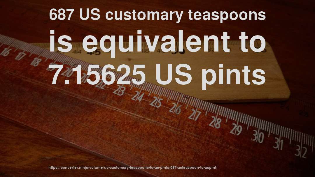 687 US customary teaspoons is equivalent to 7.15625 US pints