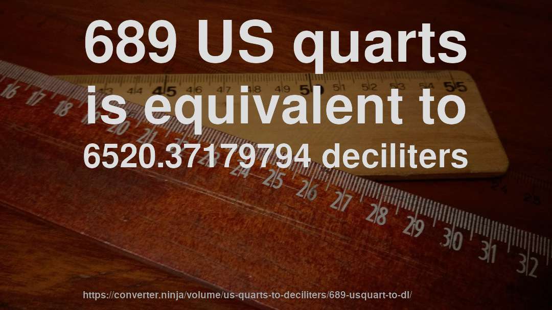 689 US quarts is equivalent to 6520.37179794 deciliters