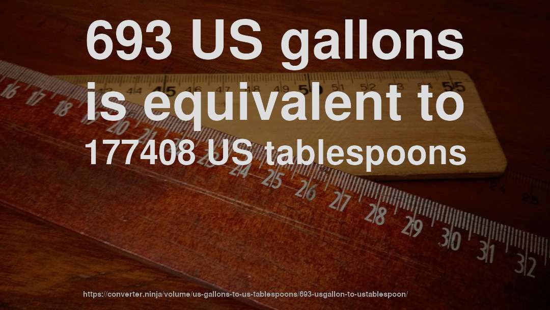 693 US gallons is equivalent to 177408 US tablespoons