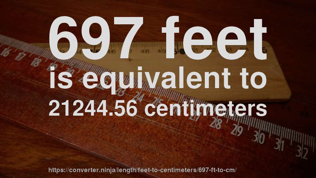 697 feet is equivalent to 21244.56 centimeters