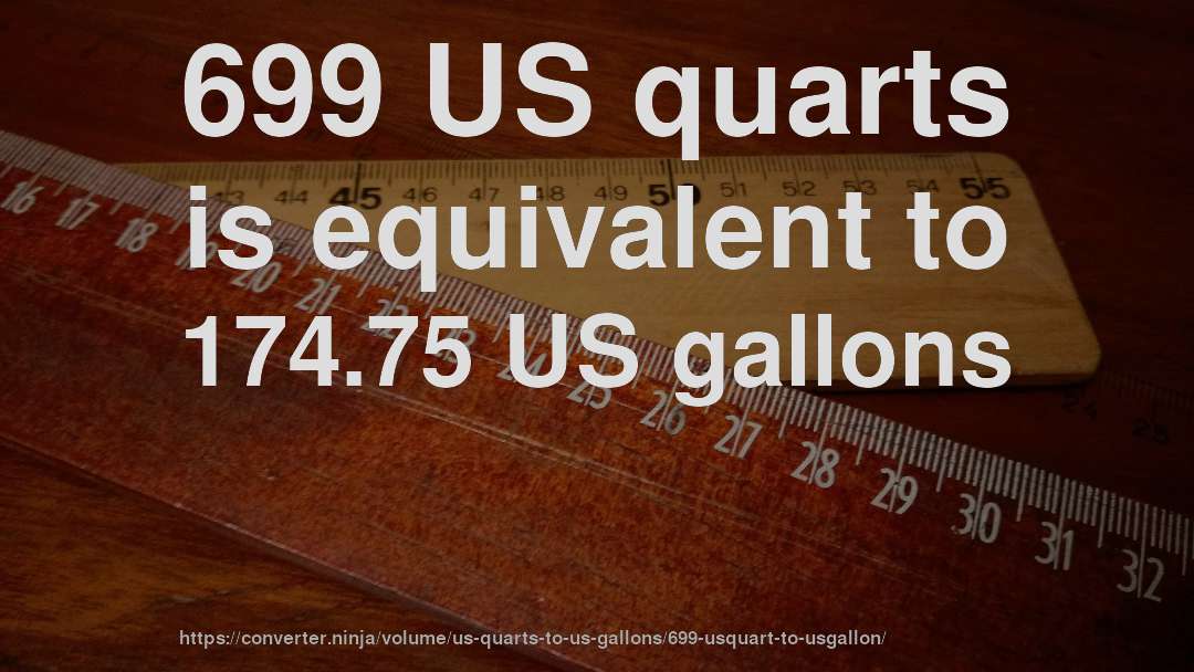 699 US quarts is equivalent to 174.75 US gallons
