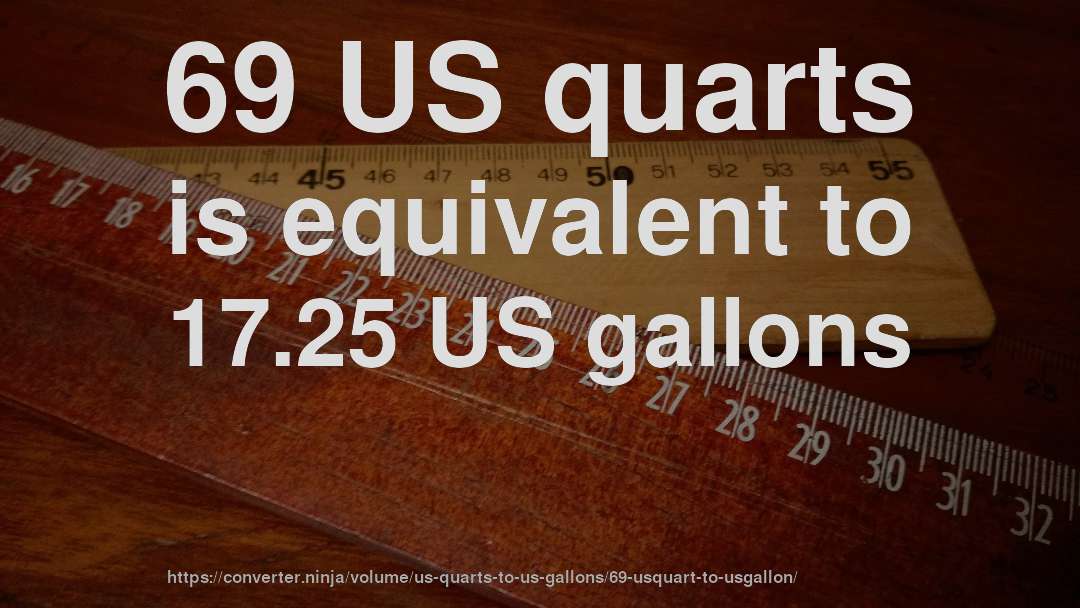 69 US quarts is equivalent to 17.25 US gallons