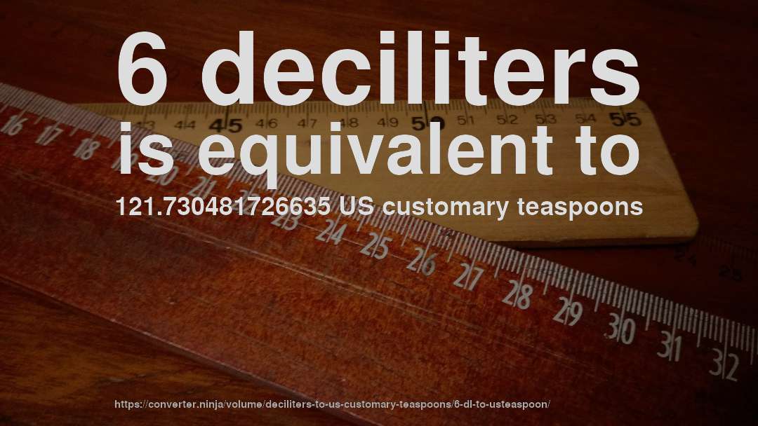 6 deciliters is equivalent to 121.730481726635 US customary teaspoons