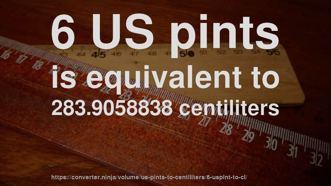 6 US pints is equivalent to 283.9058838 centiliters