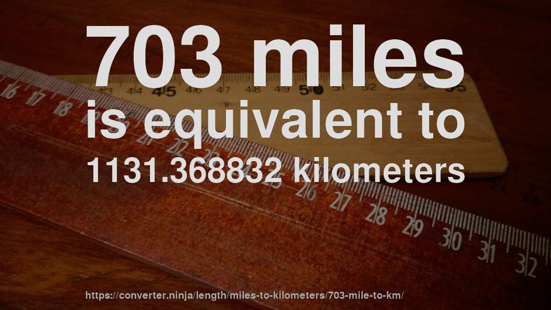 703 miles is equivalent to 1131.368832 kilometers