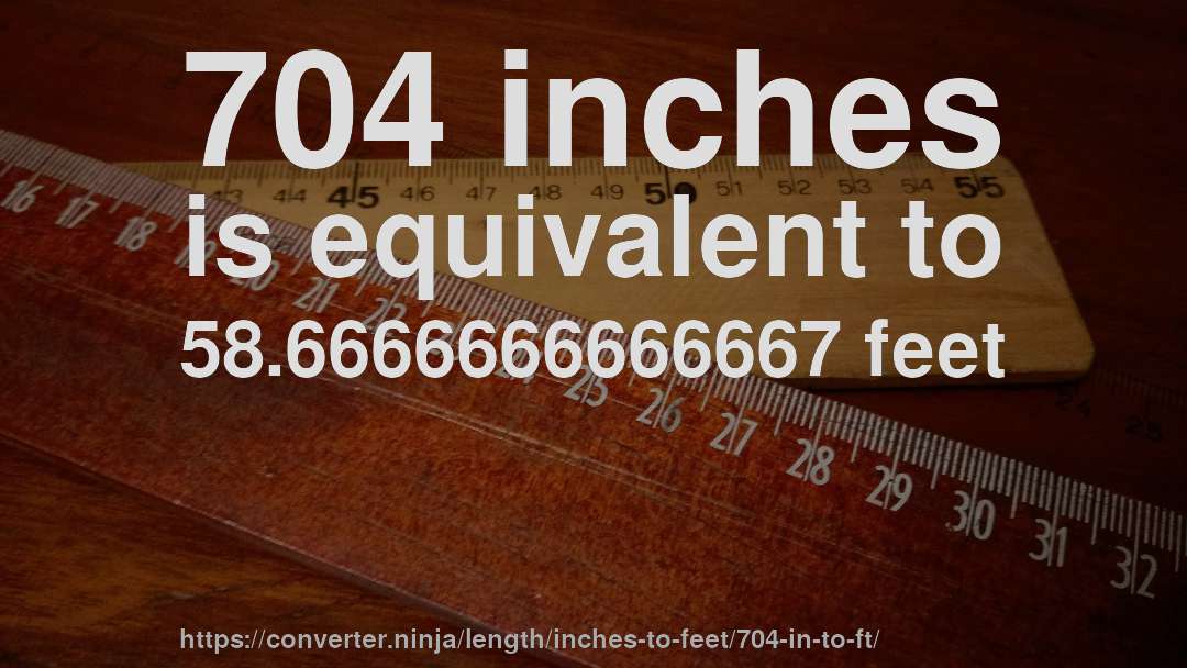 704 inches is equivalent to 58.6666666666667 feet