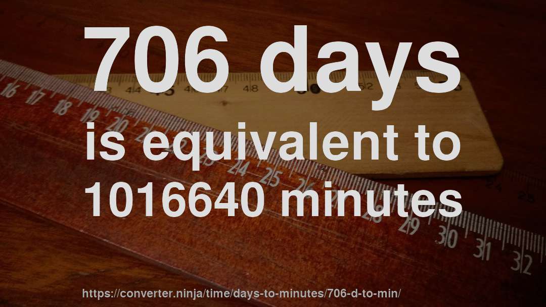 706 days is equivalent to 1016640 minutes