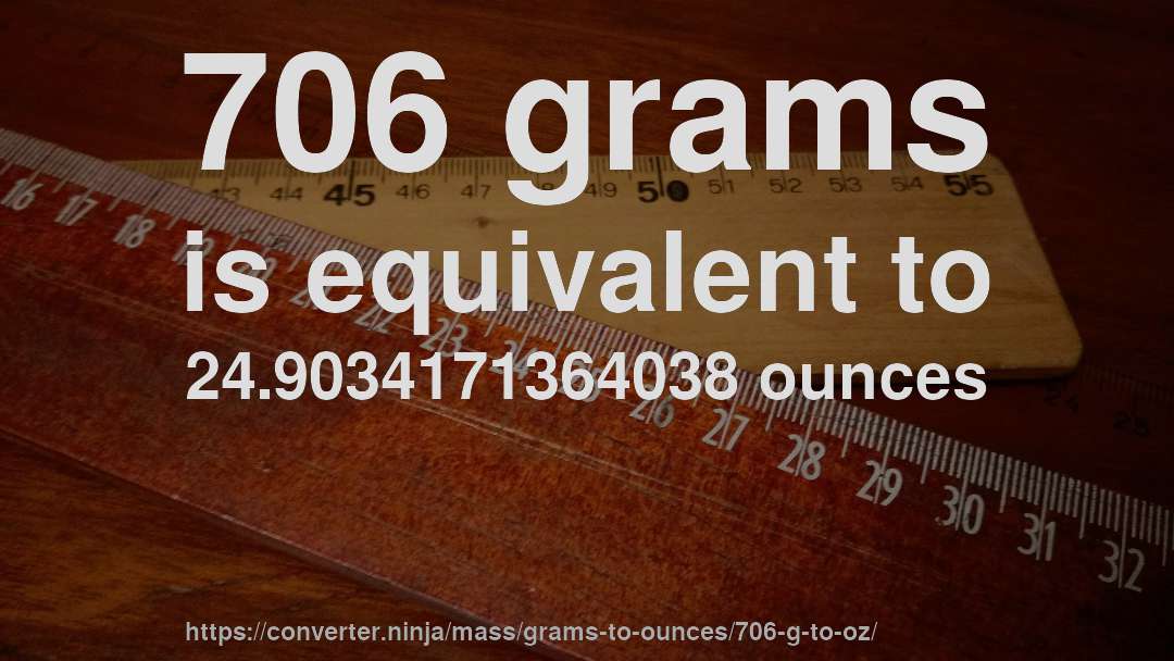 706 grams is equivalent to 24.9034171364038 ounces