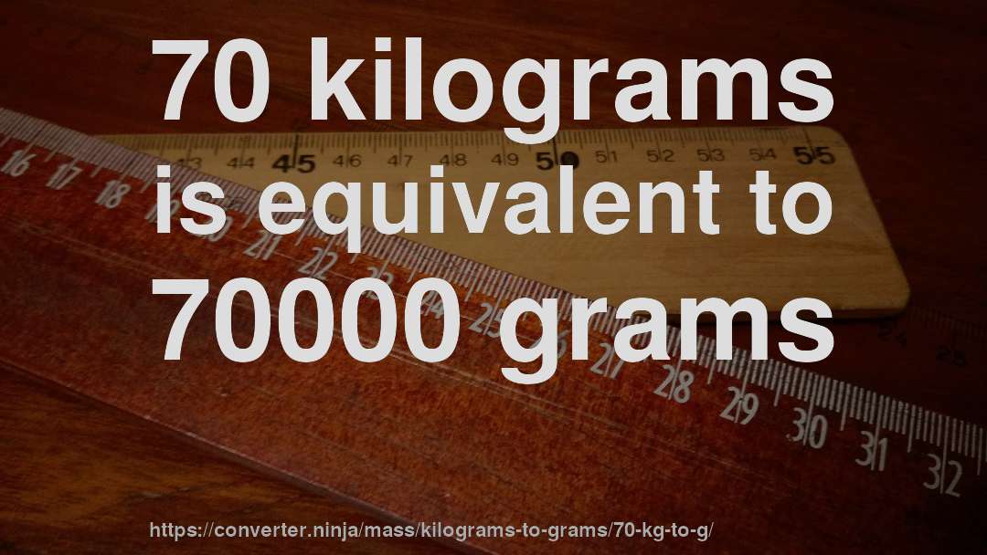 70 kilograms is equivalent to 70000 grams