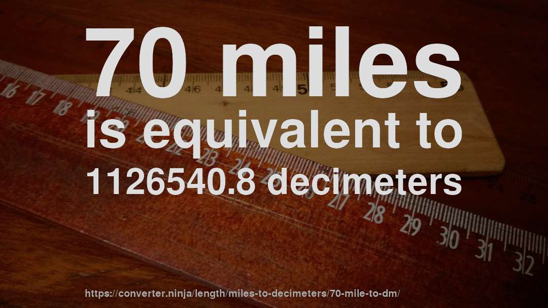 70 miles is equivalent to 1126540.8 decimeters