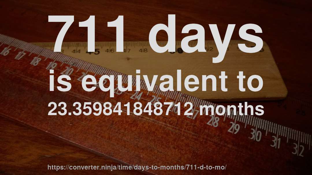 711 days is equivalent to 23.359841848712 months