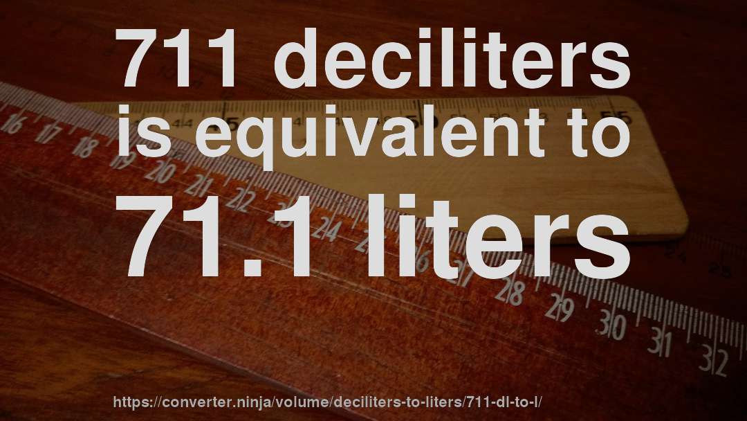 711 deciliters is equivalent to 71.1 liters