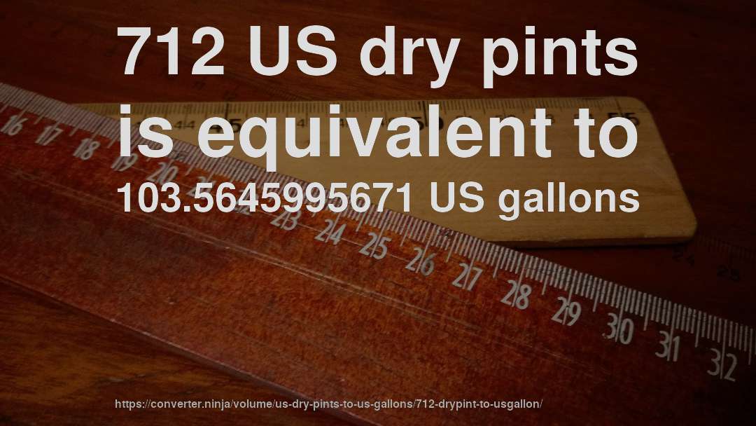 712 US dry pints is equivalent to 103.5645995671 US gallons