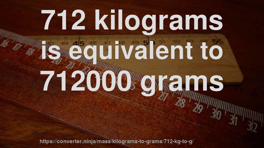 712 kilograms is equivalent to 712000 grams