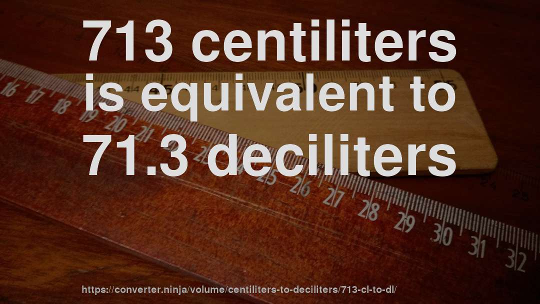 713 centiliters is equivalent to 71.3 deciliters