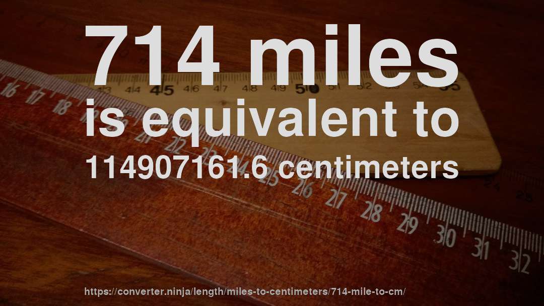 714 miles is equivalent to 114907161.6 centimeters
