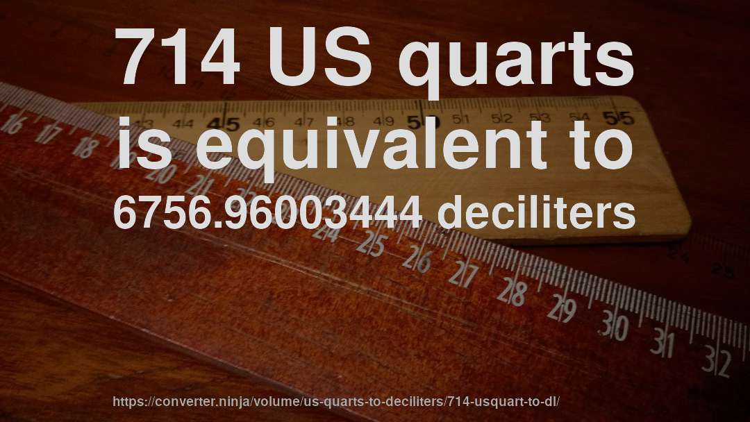 714 US quarts is equivalent to 6756.96003444 deciliters
