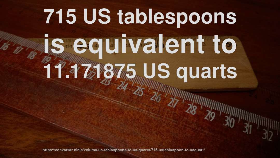 715 US tablespoons is equivalent to 11.171875 US quarts