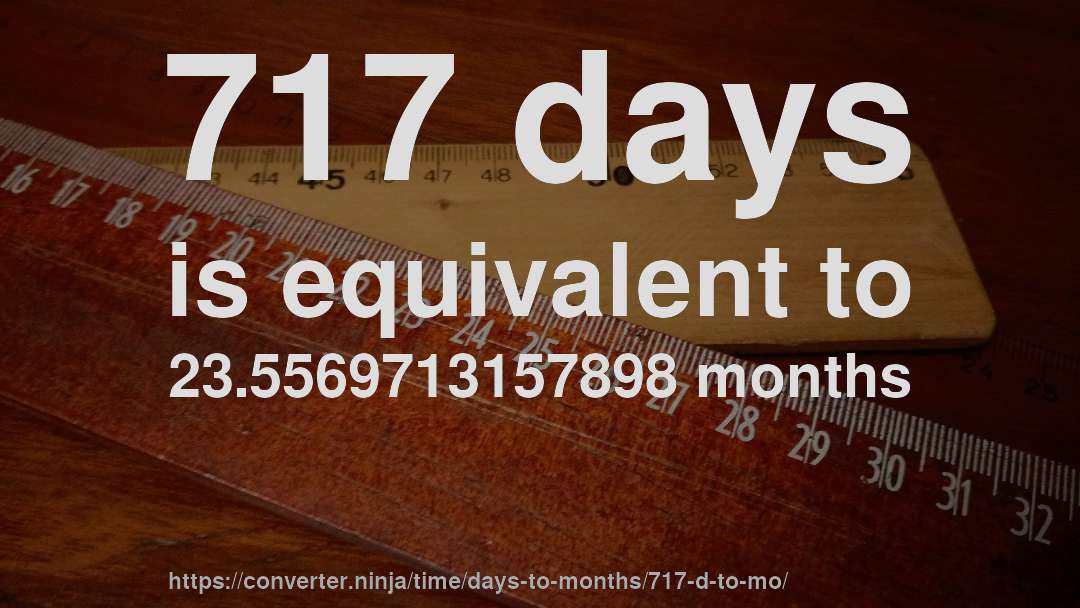 717 days is equivalent to 23.5569713157898 months