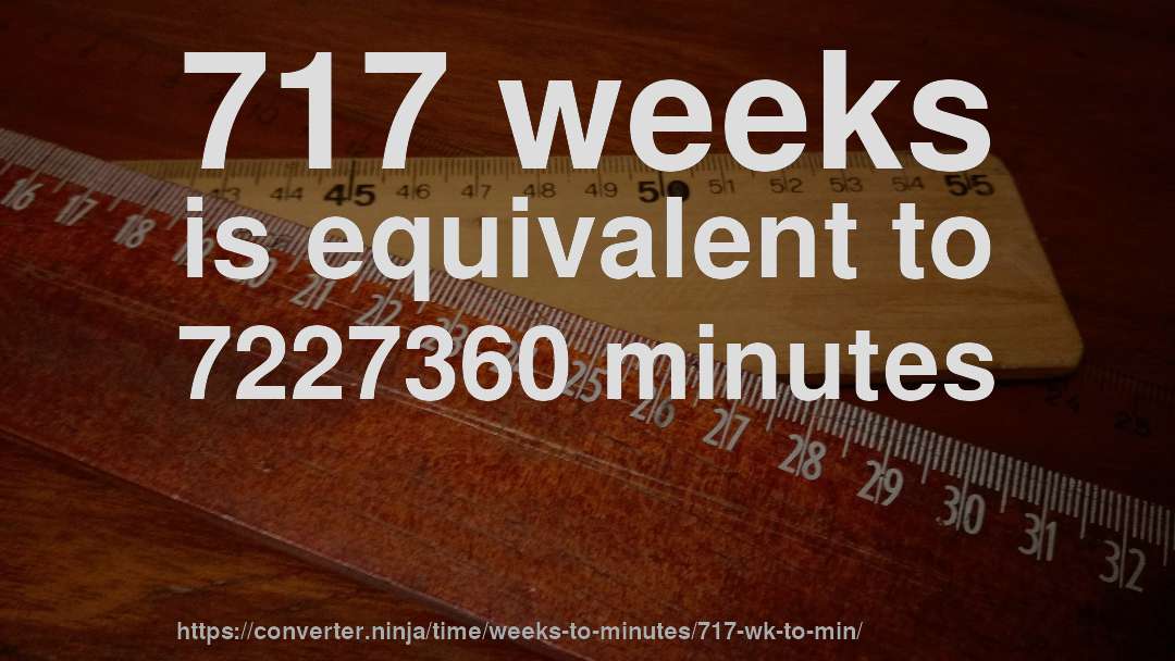717 weeks is equivalent to 7227360 minutes