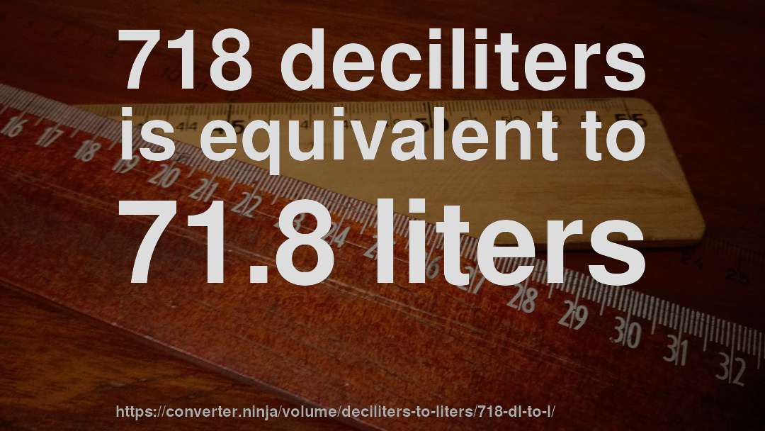 718 deciliters is equivalent to 71.8 liters