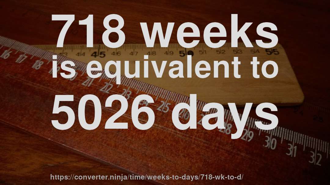 718 weeks is equivalent to 5026 days