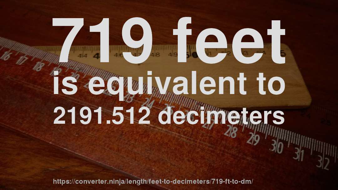 719 feet is equivalent to 2191.512 decimeters